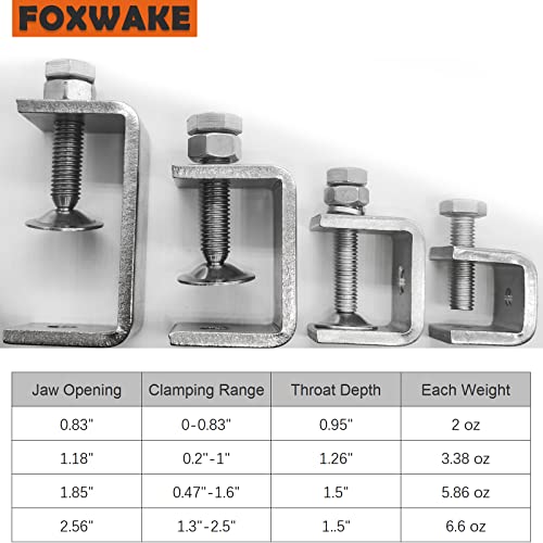 Stainless Steel C Clamps Mini 1 Inch for Mounting, Heavy Duty Metal U Clamps for Metal Working, Small Desk Clamp with Stable Wide Jaw Opening & Protective Pads/I-Beam Design (6pcs) - color: 1 3/16 In-6pcs-30mm
