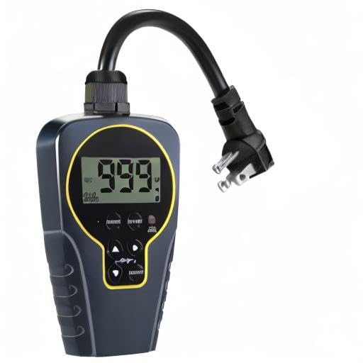 Techbee Repeat Cycle Timer Plug Outlet, 15A 1HP | 1 s to 999 h Interval, Short/Long On-Off, Countdown, Light Sensor, Waterproof for Outdoor