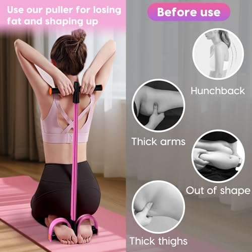 Resistance Bands with Handles, 6-Tube Elastic Pedal Resistance Band for Working Out, Durable Natural Rubber Exercise Bands, Multifunction Exercise Equipment for Abdomen, Waist, Arm, Leg Stretching - color: Pink