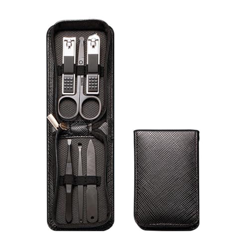 6PCS Travel Manicure Kits, Mini Manicure Kit, Nail Kit with Clippers & Files, Ingrown Toenail Treatment, Travel Essentials, Perfect for Personal Care & Gifts for Men - Black