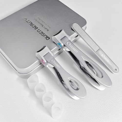 Nail Clippers with Catcher - Anti Splash Wide Jaw Opening Thick Toenail Clippers for Seniors | Self-Collecting Fingernail Cutter Heavy Duty Toe Nail Clippers for Men&Women | Silver | L&S - color: Silver (L + S)