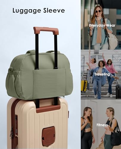 Gym Bag for Women, Travel Duffle Bags with Wet Pocket, Lightweight Carry on Bag Overnight Weekender Duffel Bag, Water Resistant (Sage Green) - color: Sage Green