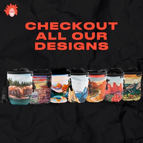 Rock Climbing Chalk Bag | for Outdoor, Gym, & Bouldering | Adjustable Waist Belt, Durable Drawstring Closure, & Zippered Pocket - style: Flat Irons