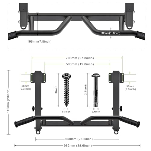 SELEWARE Heavy Duty Welded Pull Up Bar Wall/Joist/Ceiling Mount Chin Up Bar | Multifunctional Pull-up Bars w/Resistance Band Hooks for Home Gym Strength Training, Sturdy Steel Construction Support 500 lb - color: E1: Black Joist Mount Pull Up Bar