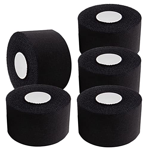ADMITRY Athletic Tape,5 Pack Black Sports Tape | Strong Stick No Sticky Residue for Hockey Climbing Sports Medical Splints - color: Athletic Tape Black(cotton)-5 Rolls