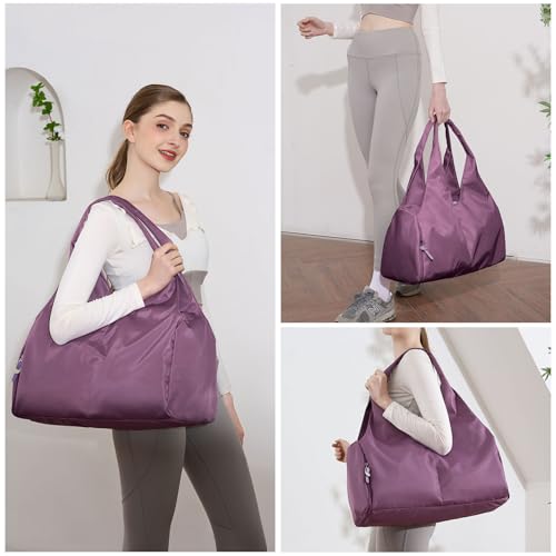 forestfish Yoga Gym Bag for Women with Shoes Compartment & Wet Dry Storage Pockets Lightweight Duffel Bag, Purple - color: Purple