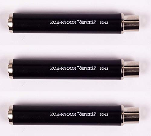 KOH-I-NOOR 5343 - Chalk holder made of metal for round 9-10 mm chalks, black - 3 Pieces - size: 1 Count (Pack of 3)