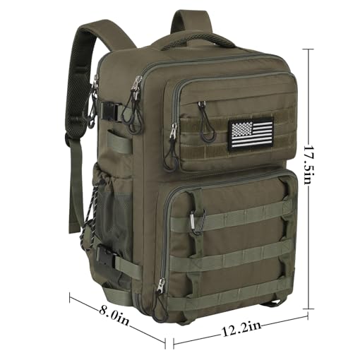 Legestori 25L Tactical Bag Backpack for Men, Heavy Duty Military Backpack Molle Army Large Rucasack, Laptop Backpack Travel (Green) - color: Green