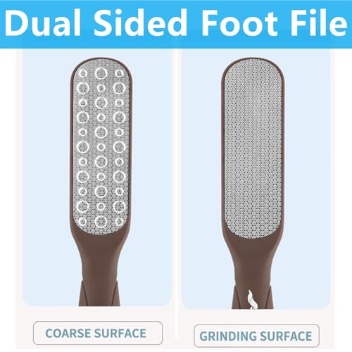 Fu Store 2 Pack Foot Files Callus Remover Stainless Steel Foot Rasp and Dual Sided Feet File Professional Scrubber Pedicure Tools Premium for Feet Care Remove Hard Skin, Brown - color: Brown