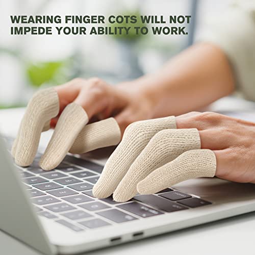 Evridwear Cotton Finger Cots Cotton Cushion 100PCS for Cracked Skin, Eczema, Calluses, Moisture Wicking, Finger Protection for Men & Women (5 Packs Short, 2") - size: 5 Packs Short