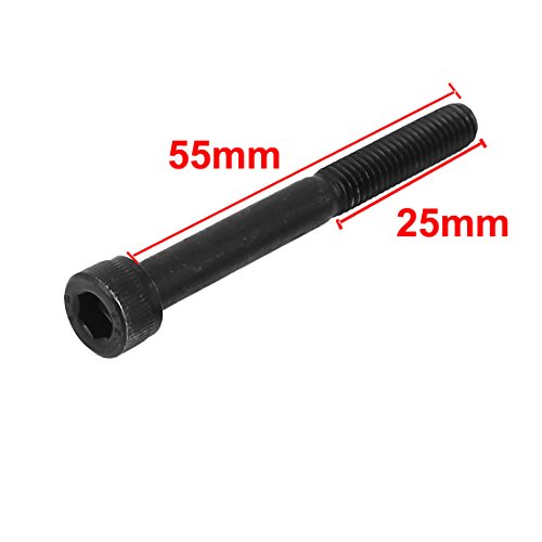 uxcell M6x55mm 12.9 Alloy Steel Hex Socket Screws Partially Threaded Bolt Black 10Pcs - size: M6x55mm