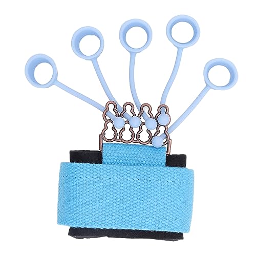 Silicone Finger Exerciser Elastic Finger Grip Trainer for Hand Muscle Strength Flexibility, Suitable for Rock Climbing, Guitarists - 1 X Wrist Tensioner 10 X Sleeve - color: Blue