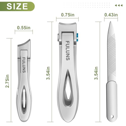 Toenail Clippers for Men Thick Toenails with 16MM Wide Jaw Opening, Large Nail Clippers for Seniors Thick Nails with Long Handle, Heavy Duty Sharp Slanted Nail Cutter Gifts for Men Women Adults - style: Silver Slanted Nail Clippers Set