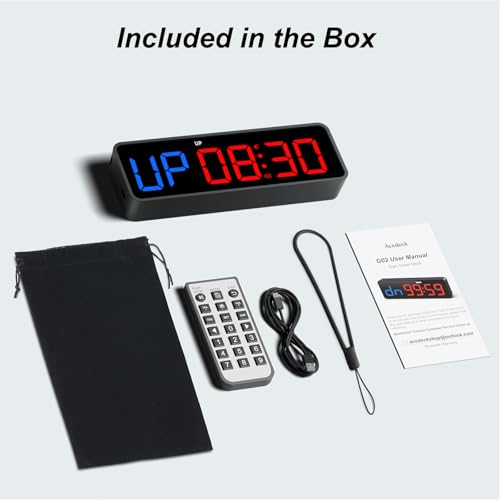 Acedeck Portable Gym Timer Clock: Fitness Digital Clock with Strong Magnet - Remote Control for Fitness Enthusiasts - Powerful Battery for Home Gym Garage Boxing - color: Black