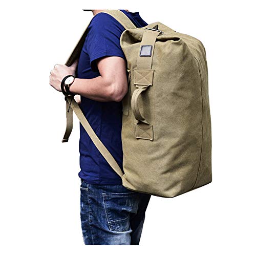 Large Capacity Travel Climbing Bag Tactical Military Duffel Bag Top Load Double Strap Canvas Backpack - color: Bk