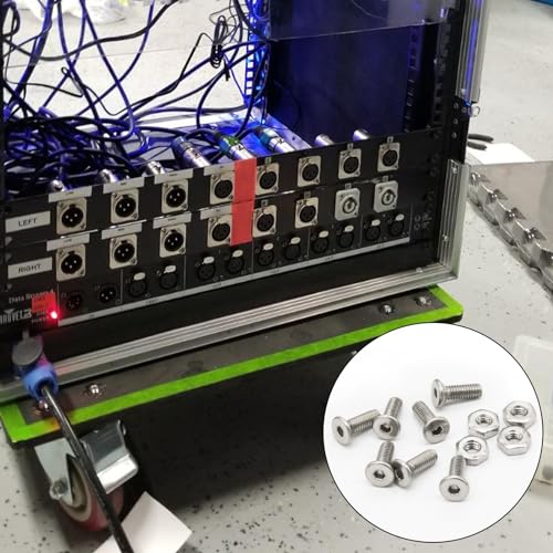 50 Sets D Series Panel Screws and Nuts Kit Panel Mount Connector M2.5 x 8 mm Stainless Steel Screw Audio Server Rack Mounts Screws for Attaching D Series Connectors to Panels, with A Hex Wrench