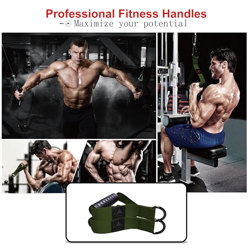 Heavy Duty Gym Workout Handles Attachment for Cable Machine,Resistance Band,Pulley System Home Exercise Equipment, Comfortable and Stronger Grip - color: Military Green XG