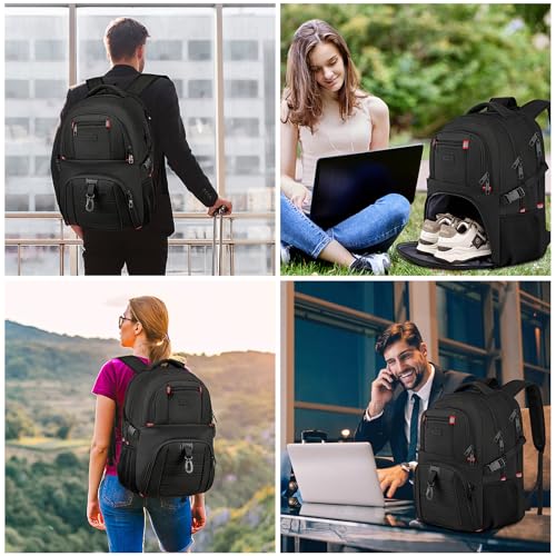 ZUBOND Backpack with Shoe Compartment for Men and Women, 17.3 Inch Laptop Travle Backpack, Daypack Gym, Sports, Camping, Hiking