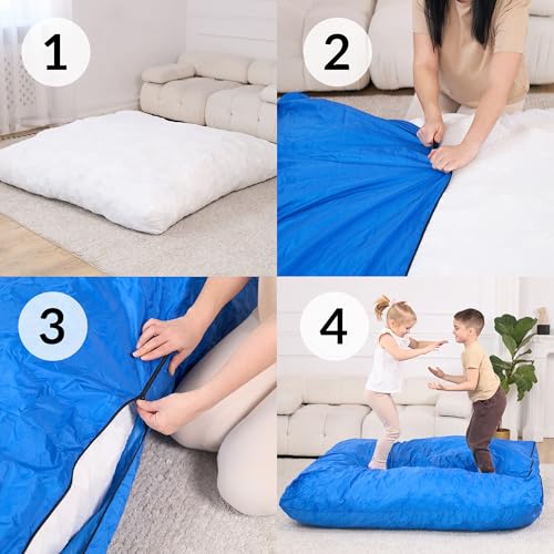 Crash Pad for Kids Sensory | Big 5Ft x 5Ft, 3Ft x 4Ft, 3Ft x 3Ft Or 2Ft x 2Ft | Autism Sensory Crash Mat for Jumping Play | Crashpad | Soft Foam Landing Pad | Giant Mat Pillow | Climbing, Gymnastics - size: Big