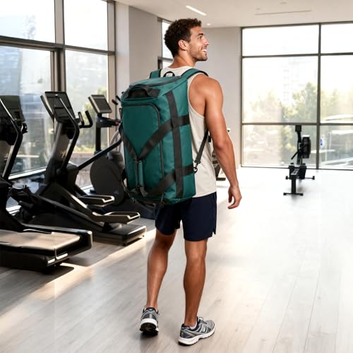 MIER Men's 60L Gym Duffle Bag Large Weekender Travel Duffel Backpack, Dark Teal - color: Dark Teal