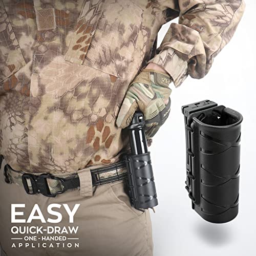 LIVANS OC Spray Holster for Duty Belt, Pepper Spray Holder Police Duty Tactical Pepper Spray Holsters with Elastic Rope Tightened OC Holster for MK3 MK4 or 1.4"-1.5" Diameter Canister | Police Duty Tactical Pepper Spray Holsters with Elastic Rope Tightene