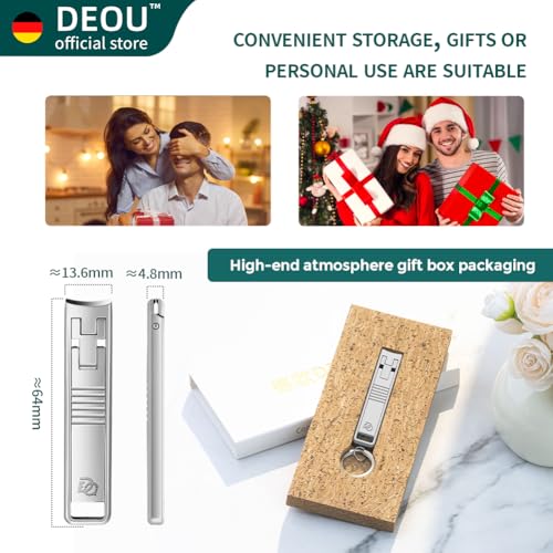 DEOU Folding Ultra-Thin Nail Clippers, Newly Upgraded Anti-Splash mini Stainless Steel Manicure Tool, take with You When Traveling, own Nail File, Men's and Women's Gifts (Nail Clippers + Gift Box) - color: Portable Nail Clippers