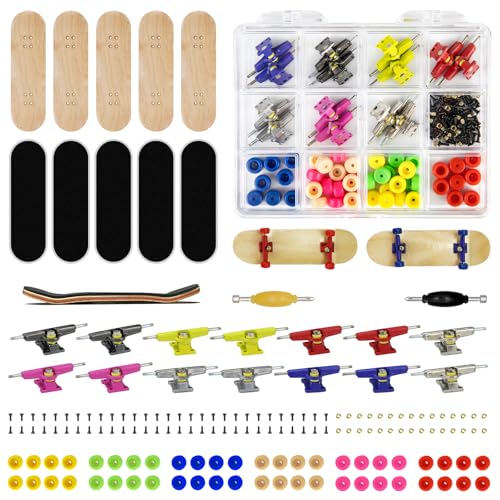 Premium Wooden Fingerboard Deck - Includes Prolific Foam Tape & Multicolour Wheels, The Classic - 30mm x 100mm - Pre-Drilled Holes Size (164PCS Finger Skateboard DIY Set) - color: 164pcs Finger Skateboard Diy Set