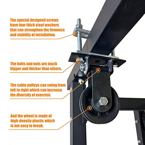Power Rack Pulley Attachment, LAT Pulldown Machine - Cable & Weight Dual Pulley System for Home Gym Strength Training, Power Racks - color: Style 3