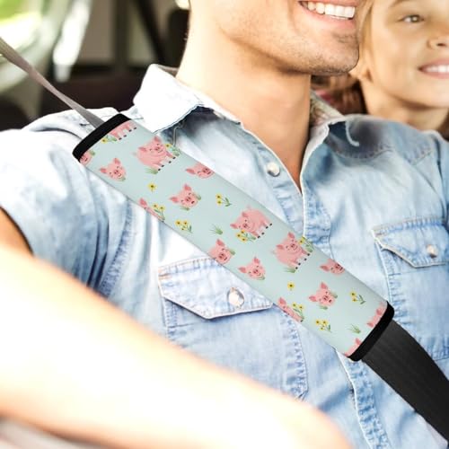 2 Pack Cute Pink Pigs Car Seat Belt Pad Universal Soft and Comfortable Harness Pads Strap for Adult Use, Most Cars, Easy Install (No Tool) - color: Pattern 1165
