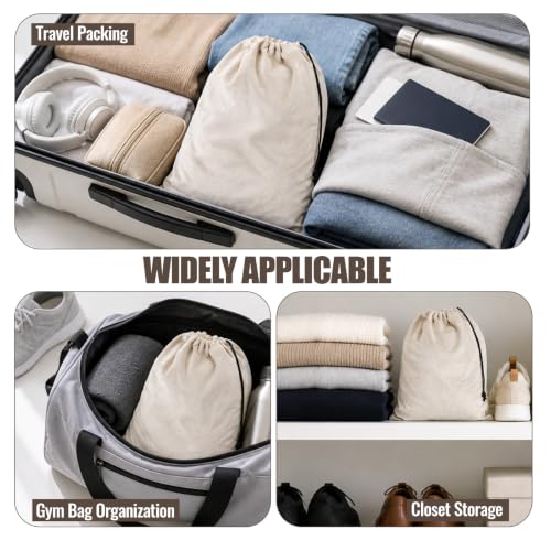 6 Pcs Shoe Bags for Travel Packing, Large Dustproof Shoe Covers With Drawstring for Handbags Sneaker, Washable Soft Flannel Storage Pouch for Traveling Suitcase Gym Closet Organizer