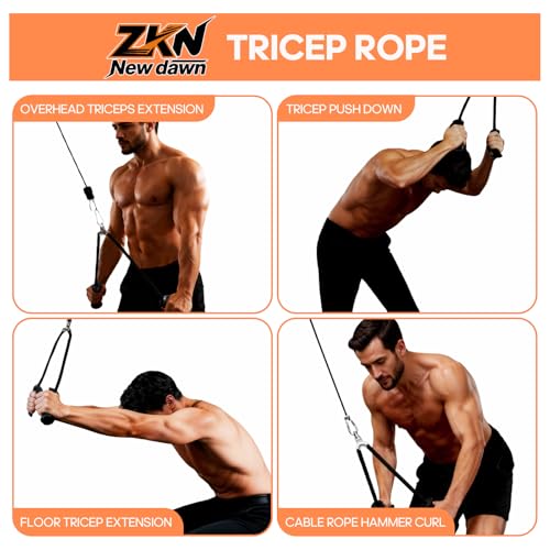 Tricep Rope Pull Down Attachment with Ergonomic Handles,Triceps Rope for Cable Machine Pulley System,Home Gym Accessories - color: Black