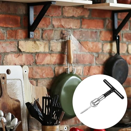 PRETYZOOM Manual Installation Tool for Hooks and Screws t Handle Nut Driver for Eye Screws Hooks Heavy Duty Steel Tool Wrenches