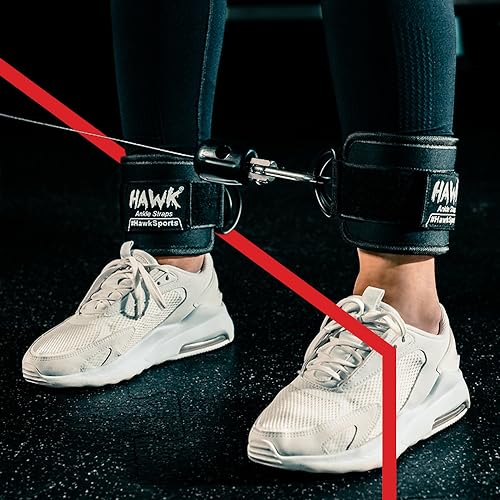 Hawk Sports Weightlifting Hooks with Wrist Straps & Ankle Strap Pair for Safely Weightlifting - Strengthen Your Grip and Lift Heavier Weights at Full Power