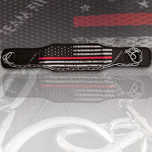 Weighted Belt with Chain, For Pullups, Dips, Weight Lifting, Powerlifting, & Cross Training - color: RedLine