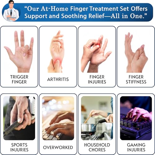 Simplation Trigger Finger Splint and Ice Pack (2+2 Set) for Pain Relief | No More Finger Pain, Arthritis, Injured Mallet Finger, Fits Index, Middle, Thumb, Ring Finger