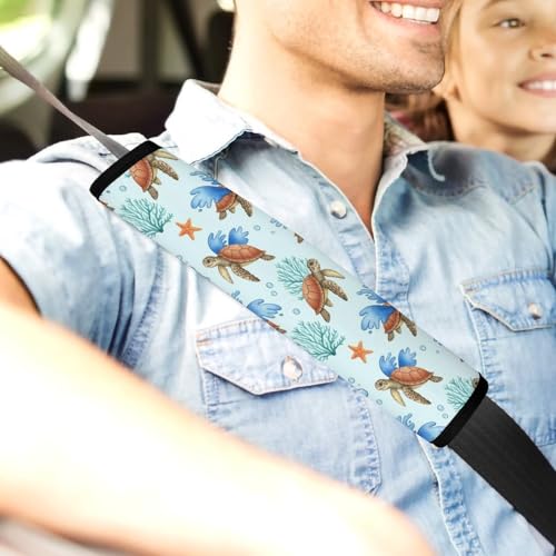 Universal Fit Seat Belt Shoulder Pad for Kids, Car Seats Pushchair Strollers High Chair Pushchair, 1 Pair Ocean Sea Turtles Automotive Seat Belt Protector - color: Pattern 360