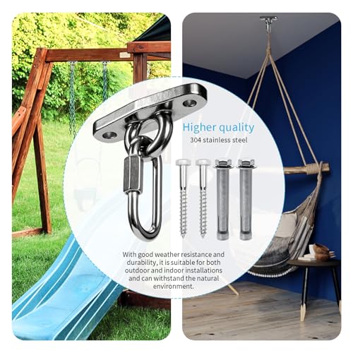 Heavy Swing Hanger Stainless Steel 304 Rust-Proof Playground Porch Yoga seat Hanger Swing Hammock Chair Suspension kit Indoor and Outdoor 2000 pounds Capacity - color: Silver-1