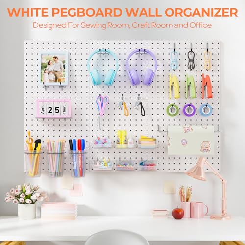 INCLY 90PCS Metal Peg Board Kit with 1/4" Pegboard Accessories | 6 Pack Panels, Bins, Cups and Peg Board Hooks, Paper Towel Holder, Pegboard Wall Organizer, For Craft Room, Office, Sewing - size: 90 PCS