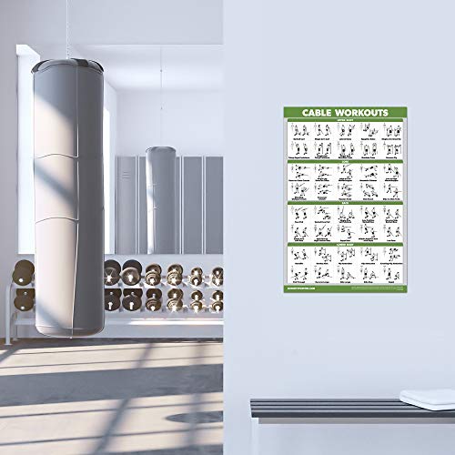 QUICKFIT Workout Poster Cable Machine, an Exercise Chart for Cable Training Station, Laminated, Gym, 18" x 24" - color: Laminated