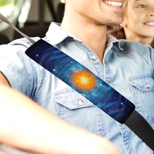 Universal Fit Seat Belt Shoulder Pad for Adult Use, Most Cars, 2 Pack Solar System Space Harness Pads Strap Pressure Relief - color: Pattern 1253