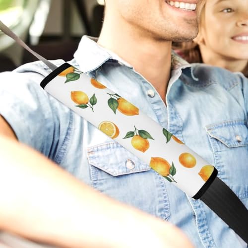 2 Pack Watercolor Lemon White Seat Belt Cover Universal Fit Shoulder Harness Cover for Girls and Boys, Car Seats Pushchair Strollers High Chair Pushchair - color: Pattern 20