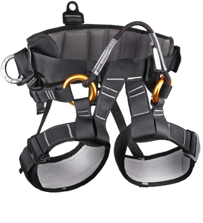 Climbing Seat Belt, Caving, Rock Climbing and Rappelling Equipment, Body Guard Protect, Rappelling Rescuing Equip - color: Half-body Black