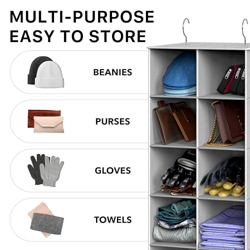 Simple Houseware 20 Section Shelves Hanging Shoes Organizer, Gray | Dual Metal Hooks, 10 Tier, Holds Up to 20 lbs, for Narrow Space - color: Grey