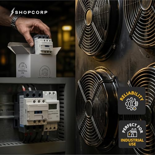 3 Pole Contactor 30 amp Normally Open, Auxiliary 1NO/1NC 110/120V Coil, Motor Load 32A, Lighting 40A, 50A - AC Contactor Bundle with Programmable Timer Relay and DIN Rail 35 x 150 mm - style: 3 Poles Contactor + Timer
