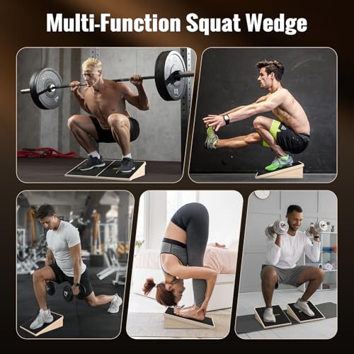 Sportneer Squat Wedge, 1200LB Wooden Heel Elevated Board for Squats | 15°/ 20° Squat Wedge Block, Slant Board for Squats Weightliting Home Gym Squat Wedge Non-Slip - size: 15°