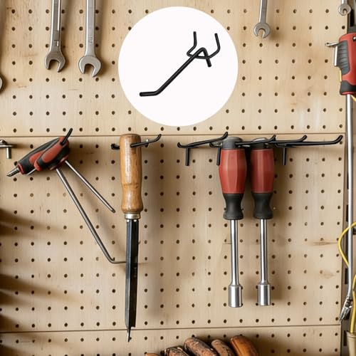 108 Pcs Peg Board Shelving Hooks 4 Inch Wall Display Hooks Bulk Black Stainless Steel Hanging Board Pegs for 1/4 1/8 Garage Storage Organizer Accessories