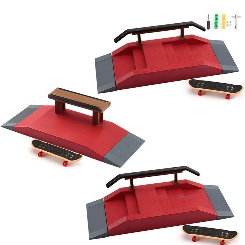 Fingerboard Obstacles Mini Skateboards Smooth Surface Plastic Skate Park Accessories with Fingerboard Wheels and Complete Tool Kit(A1+B1+C1) - color: A1+b1+c1