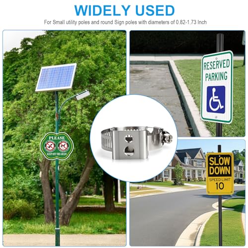 2Pcs Sign Mounting Brackets for Poles, Adjustable Clamp Fits 0.82"-1.73" Posts, Street Sign Hardware for Traffic & Parking, Rust Resistant Kit (0.82"-1.73") - size: 21-44