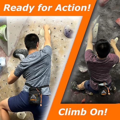 Chalk Bag + Ball for Rock Climbing, Bouldering, Top Rope | Climb On - style: Chalk Bag (Orange)