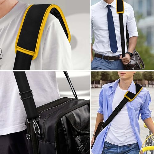 Hseok 60 Inch Shoulder Strap, Ultra-Thick and Padded with Metal Swivel Hooks for Laptop Messenger and Crossbody Canvas Bags - color: Black Yellow